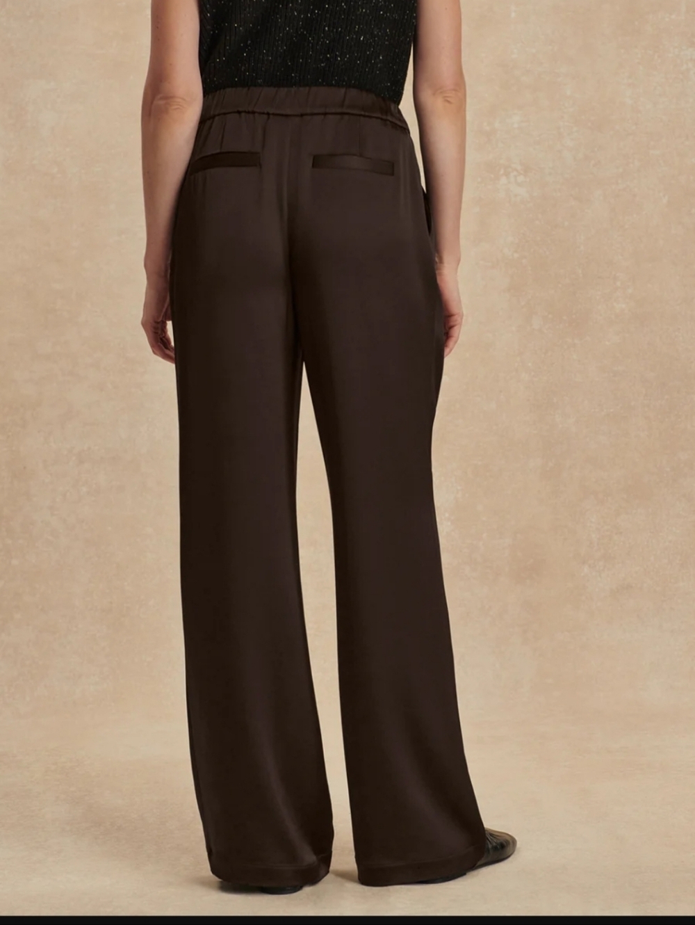 Varley Bryden 2.0 Wide Leg Pant 29.5 Semi Gloss Satin Brown Size Medium - Picture 2 of 16